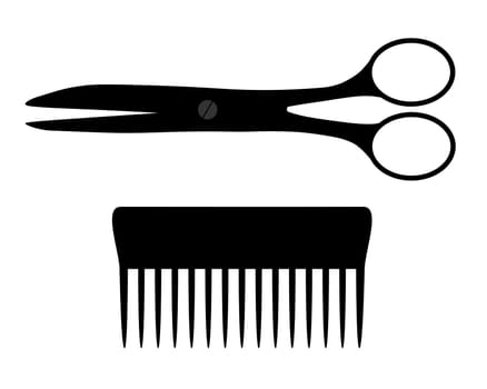 Scissors and comb