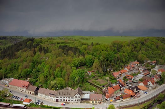 Rübeland in the Harz Mountains shortly before rainstorm
