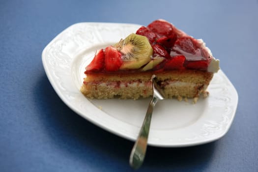 Fruit tart on a white plate