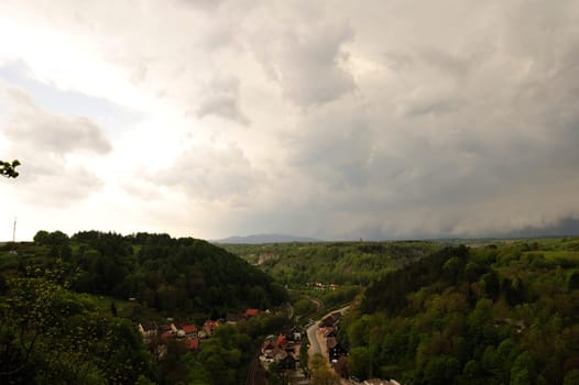 Rübeland in the Harz Mountains shortly before rainstorm