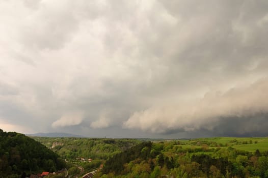 Rübeland in the Harz Mountains shortly before rainstorm