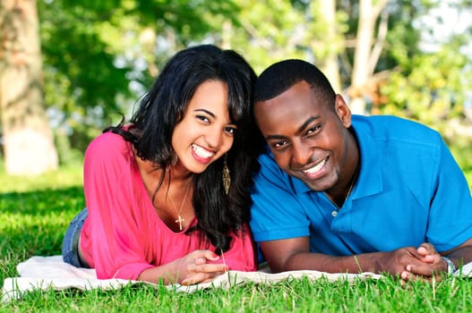 Happy couple in park