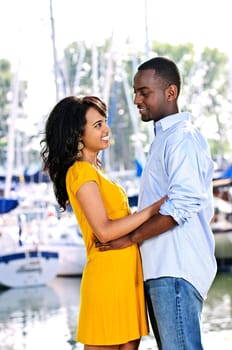 Happy couple facing each other