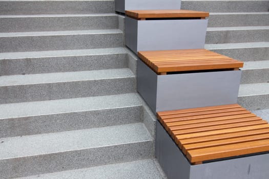 Seats on a flight of stairs