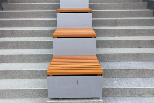 Seats on a flight of stairs