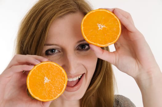 happy with oranges
