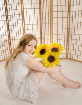 Valeria with sun flowers