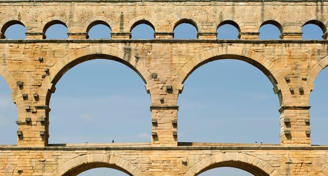 Detail of the Pont du Gard in the South of France