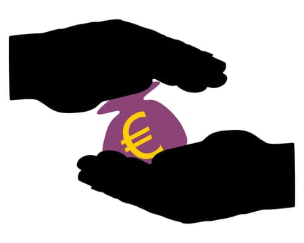 Hands with money bag