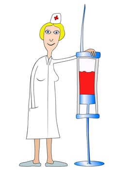 nurse with a huge injection