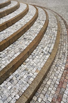 Old curved stone steps - granite