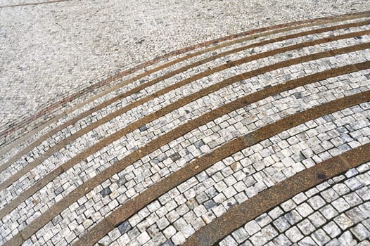 Old curved stone steps - granite