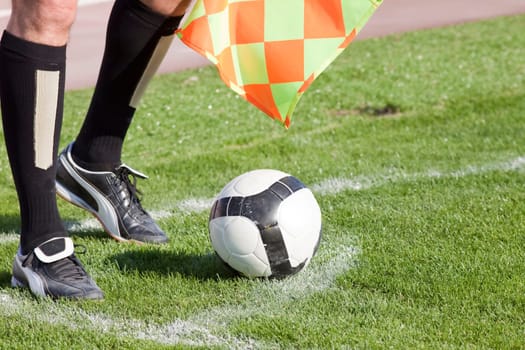 Referee in corner with ball