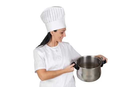 Pretty cook girl with a pot