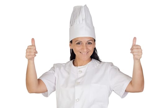 Pretty cook girl accepting