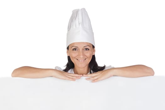 Pretty cook girl on a blank poster