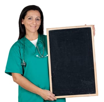 Medical girl with blank slate