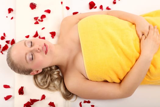 on rose petals