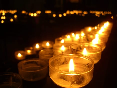 Commemorative candles in a church