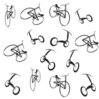 Bikes pattern illustration on white