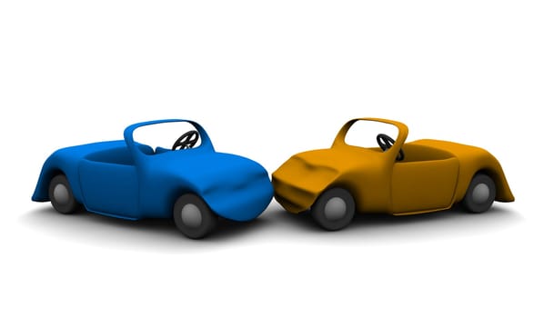 Two crashed cars