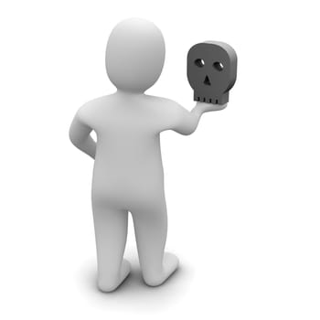 Man and skull