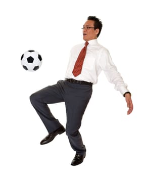 Manager playing football
