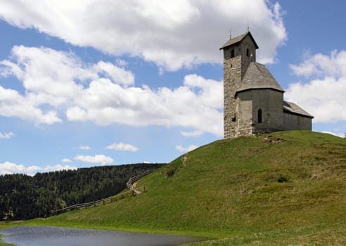 The Church of St. Vigil (1793 m) on the Vigiljoch in South Tyrol