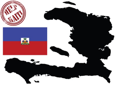 Map and flag of haiti