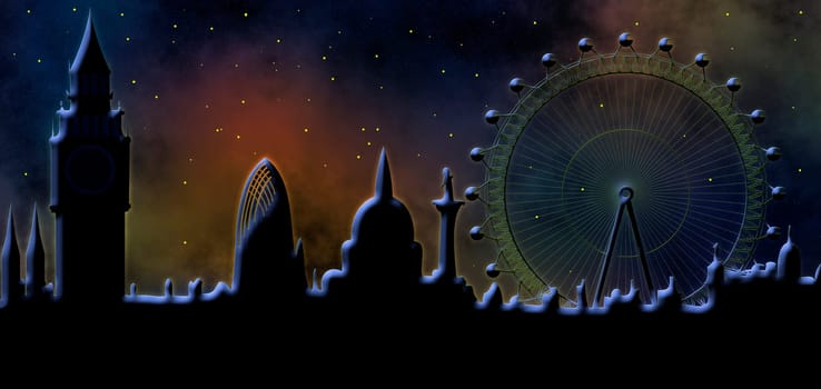 London skyline at night