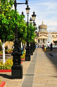 Plaza Tapatia leading to Hospicio Cabanas in Guadalajara, Jalisco, Mexico