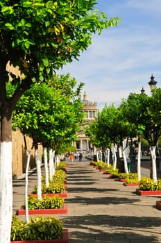 Plaza Tapatia leading to Hospicio Cabanas in Guadalajara, Jalisco, Mexico