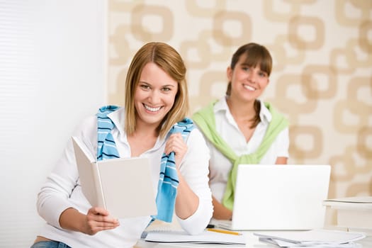 Student at home - two woman study
