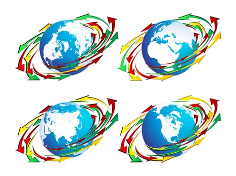 Globes and arrows