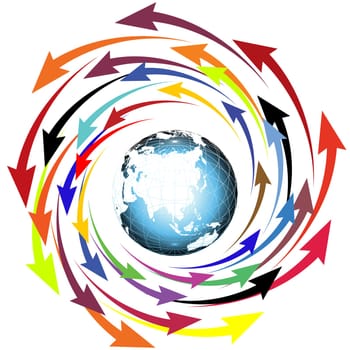 Globe and arrows