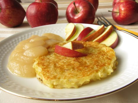 Potato pancakes with apple sauce