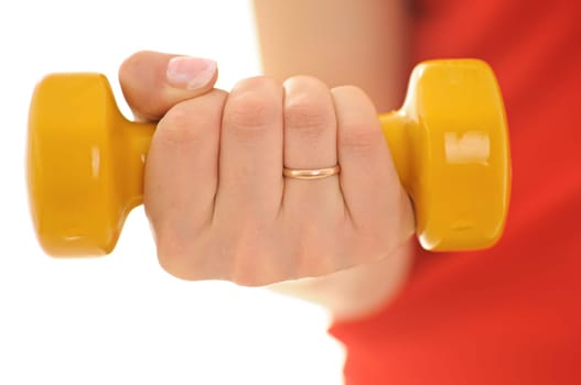 hand with dumbbels