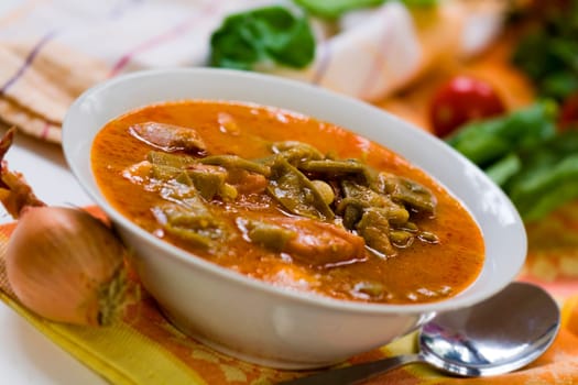 Stew (goulash) with green beans,rung