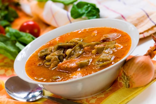 Stew (goulash) with green beans,rung