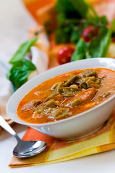 Stew (goulash) with green beans,rung