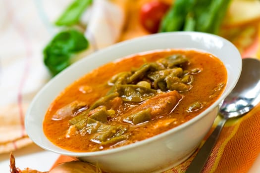Stew (goulash) with green beans,rung