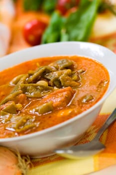 Stew (goulash) with green beans,rung