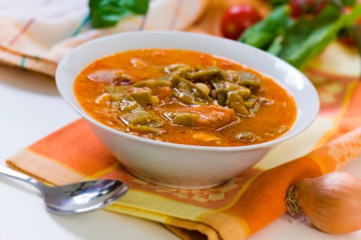 Stew (goulash) with green beans,rung