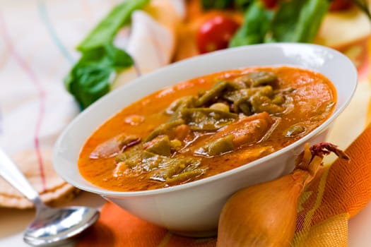 Stew (goulash) with green beans,rung