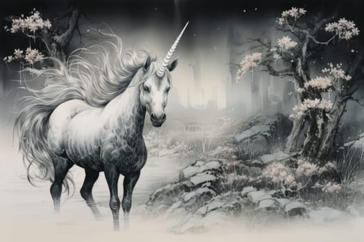 Stunning mythical creatures with majestic presence and shimmering silver horns.