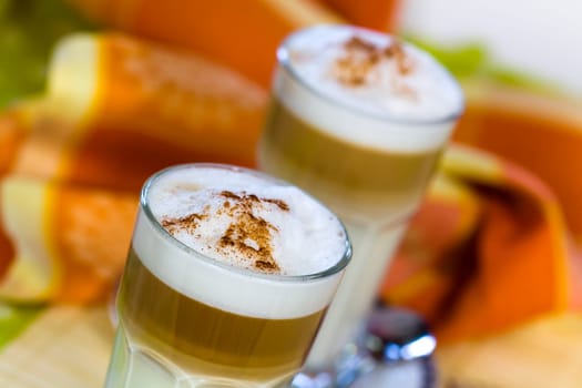 Latte Macchiato and Sweet Cookies ,Chocolate,Almonds