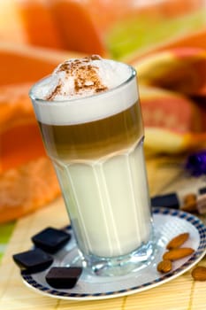 Latte Macchiato and Sweet Cookies ,Chocolate,Almonds