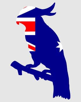National flag of Australia with cockatoo