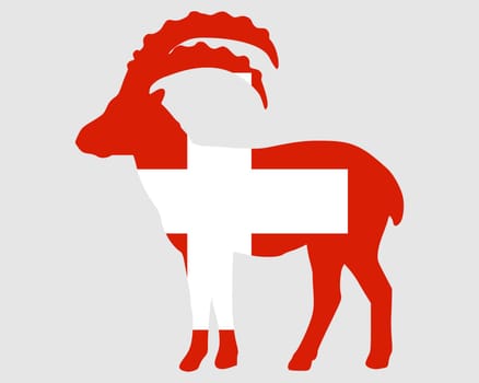 National flag of Switzerland with ibex
