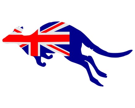 National flag of Australia with kangaroo